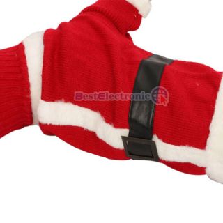 Pet Dog Apparel Christmas Santa Costume Clothes Coat Sweater Hat Red 3 Size