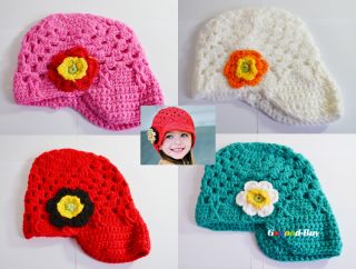Baby Children Girls Toddler Crochet Knitted Flower Beanie Hat Cap BC0186