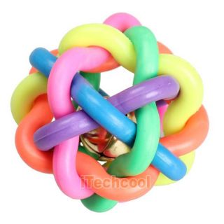 New Pet Dog Cat Toy Colorful Rubber Round Ball with Small Bell Toy T1K