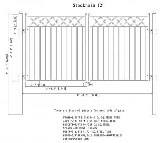Aleko® Driveway Gates Iron Gates Steel Gate Stockholm Style 12'
