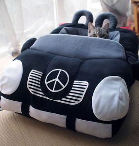 Cute Fashion Pet Dog Cat Pet Car Bed House Kennel Sofa Cushion Detachable Black