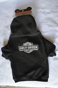 Harley Davidson Black Hoody Dog Clothing Fleece Sweater Winter Coat Size L
