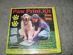 Milestones Paw Print Stone Kit for Dogs Cats with Free Dog Fish Bone Stamps