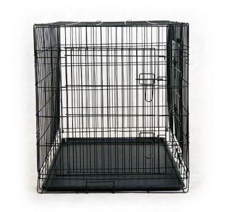 Black Blue 36" 42" 48" 2 Door Wire Folding Pet Dog Cage Crate Kennel Free Divide