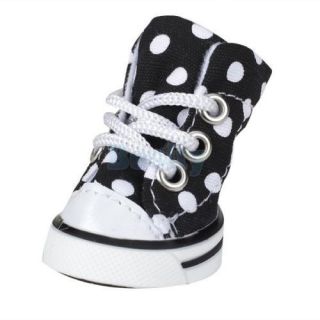 Black White Polka Dots Pet Puppy Dog Canvas Shoes Sports Boots Bootie Sneakers