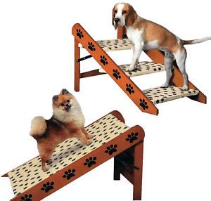 Pet Store Sturdy Convertible Pet Dog 3 Steps Stairs Ramp Paw Print Design