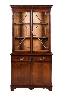 English Antique Style Mahogany Bookcase with Doors 