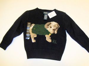 Boys Ralph Lauren Polo Navy Cable Dog Sweater 2 2T New Puppy Jumper Crewneck