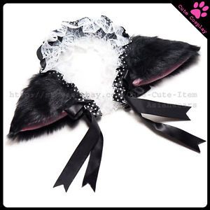 Black Cat Ear Cute Headband Hair Accessory Lolita Maid Anime Neko Fancy Cosplay