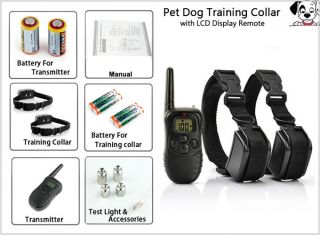 For Two Dogs LCD 100LV Level Shock Vibra Remote Pet Dog Training Collar