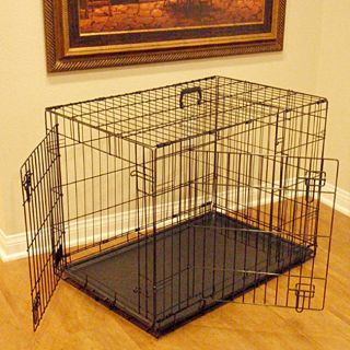 48 inch Extra Large Double Door Folding Steel Dog Crate Kennel Cage Black
