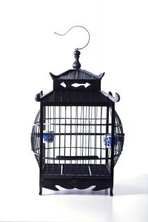Vintage Chinese Style Bamboo Bird Cage with Bird Feeders for Home Decoration