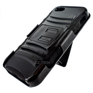 Black Rugged Hybrid Hard Case Cover Belt Clip Holster Apple iPhone 5 5S