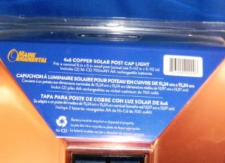 Copper Top Solar LED Light 6" x 6" Post Caps for Bridges Fences Decks Posts