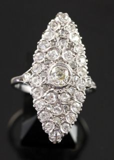 1930's Art Deco Platinum Marquise Shape Diamond Ring J028