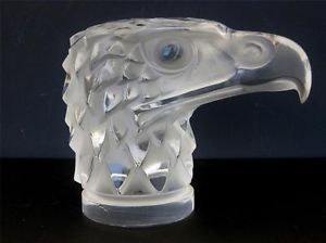 Fine Lalique Crystal Art Glass Eagle Head Desk Paper Weight 