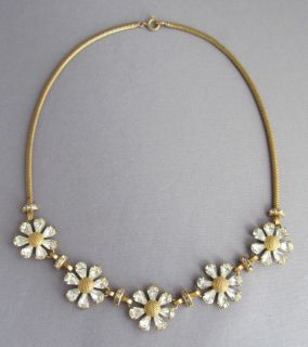 Stunning Antique Art Nouveau Deco Pear Shape Rhinestone Flower Choker Necklace