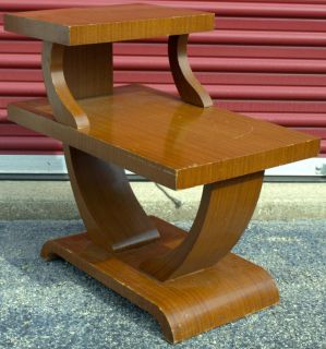 Vtg 30S40S50S Art Deco 2TIER U C Shape End Side Step Table Mid Century Modern VG