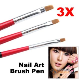 3X Acrylic Nail Art Pen Brush Drawing Painting Tool Set