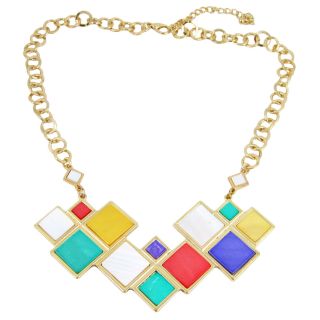 Art Deco Design Necklace Geometric Diamond Shape Multi Color