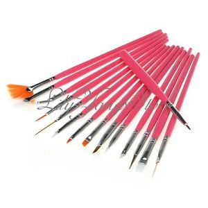 15pcs Acrylic Nail Art Design Painting Tool Pen Polish Brush Set Kit DIY Pro