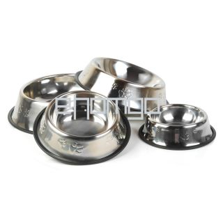 Stainless Steel Pet Dog Cat Water Food Feeder Bowl Dish Non Skid 4 18x24cm