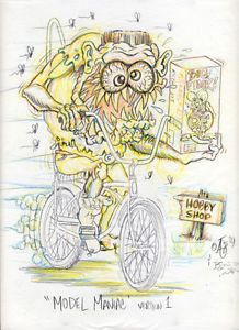 Johnny Ace Original Art Rat Fink Ed Big Daddy Roth Monster Bike Model Kit Kustom