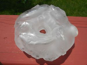 Very Unusual Lalique Alaska Style Art Glass Donut Shape Bottle or Paperweight