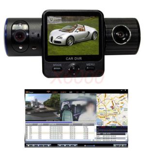 HD X6000 Rotatable Dual Lens Camera Car DVR Night Vision Black Box GPS Logger