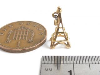 Vintage Stamped 9ct Gold Charm Pendant Eiffel Tower Paris France