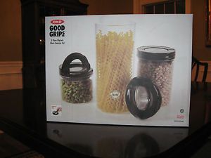 OXO Good Grips New 3 Piece Pop Black Round Food Storage Container Canister Set