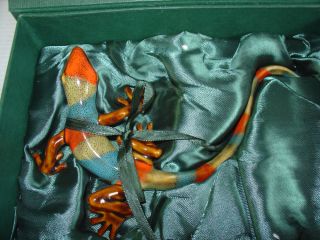 Golden Pond Collection Colorful Ceramic Gecko 8" Wide in Gift Box