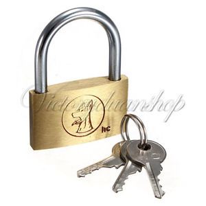 50x40mm Padlock Keys Solid Brass Lock Chain Gate Door Security Metal Shackle New