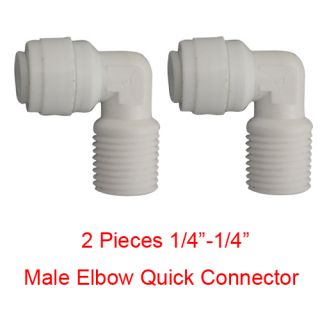 2 Pcs 1 4" Male Elbow Connector Quick Connect Fittings Ro System Water Filter