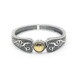 Antique Style Celtic Knot Irish Bangle Bracelet Silver 10K Gold