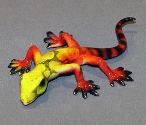 Gorgeous Bronze Lizard Gecko Figurine Statue Sculpture Reptile Art Signed Numb