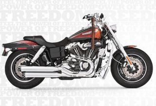 91 09 Harley FXD Dyna Freedom Signature Chrome Black Tip Slip on Exhausts