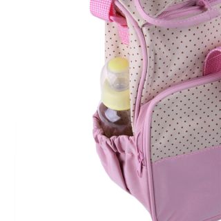 5pcs Pink Baby Diaper Nappy Changing Tote Handbag Big Bag Bags Pad Bottle Holder
