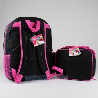 14" Medium Sanrio Hello Kitty Backpack and Lunch Bag Set Black Argyle Girls