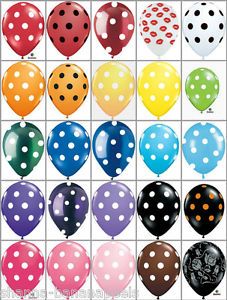 You Choose 11" Latex Polka Dot Balloons Red Pink Green Blue Black Purple Yellow