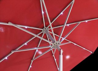 New Mtn Deluxe 9' Solar Powered LED Patio Outdoor Umbrella Shade Cover Red
