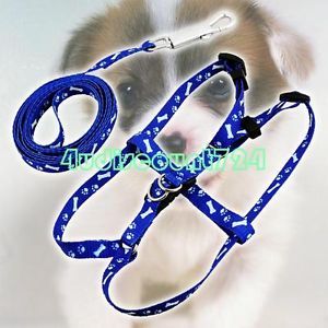 Pet Dog Puppy Nylon Lead Pulling Harness Leash Rope Blue