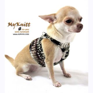 Dog Harnesses Pet Harness Cat Puppy Sweater Black White Crochet DH10 Myknitt
