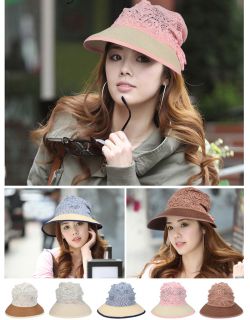 Fashion Women's Korean Lace Brim Bow Straw Derby Cap Summer Autumn Beach Hat