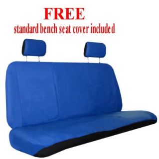 Blue Car Seat Covers Set w Steering Wheel Cover Belt Shoulder Pads 2