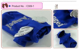Dog Cat Clothes Antlers Hoodie Shirts Angel Costume Jackets C309 Blue Sz XL