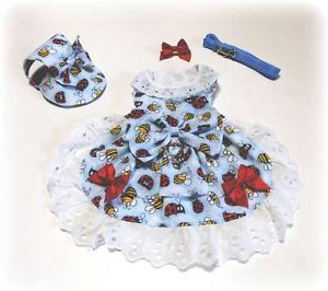 Ladybugs Bees Harness Dress Hat Bow Leash Dog Apparel Clothes Pets