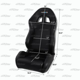 2 Universal NRG Black PVC Leather Racing Seats Black 5 Point Cam Lock Harnesses