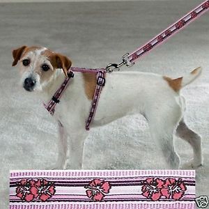 Dog Harness and Leash Pink Hibiscus Floral Dog Harness and Leash Set Free s H