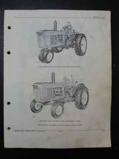 John Deere 4010 Tractor Stardard Row Hi Crop LP Parts Manual Book Catalog
